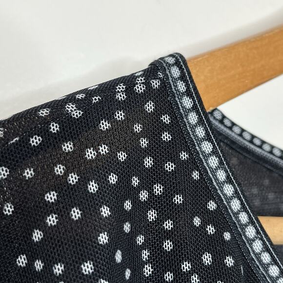 Polka Dot Ruffled Mesh Short Sleeve Top Black Womens 1X Max Studio Preppy Work - Picture 2 of 6